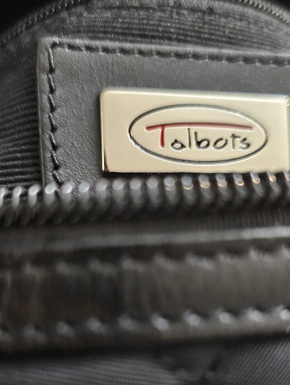 Talbots Black Quilted Barrel Bag Nylon Leather Trim Silver Hardware